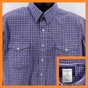 Panhandle Rough Stock Mens Plaid Long Sleeve Pearl Snap Button Western Shirt L